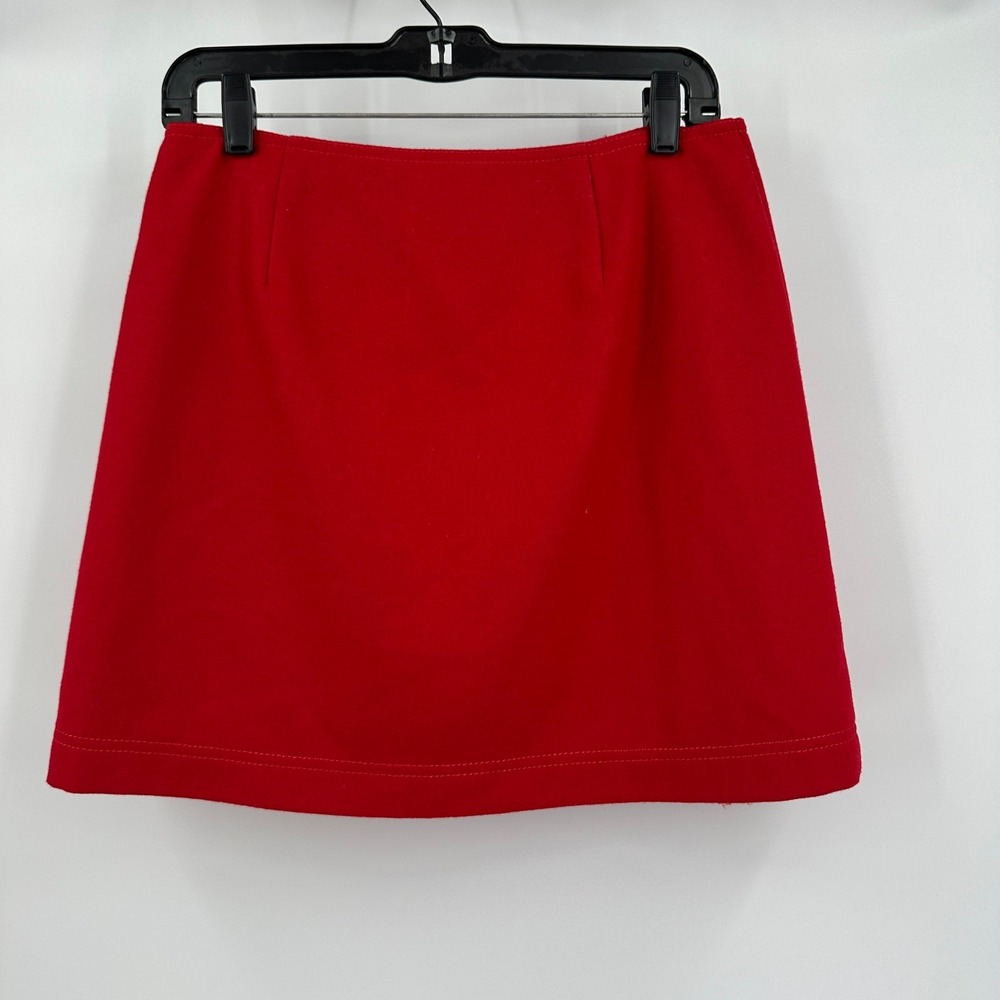 The Limited Womens Preppy Mini Skirt Size 4 Schoolgirl Mod Buckles Bold Red - Picture 2 of 7